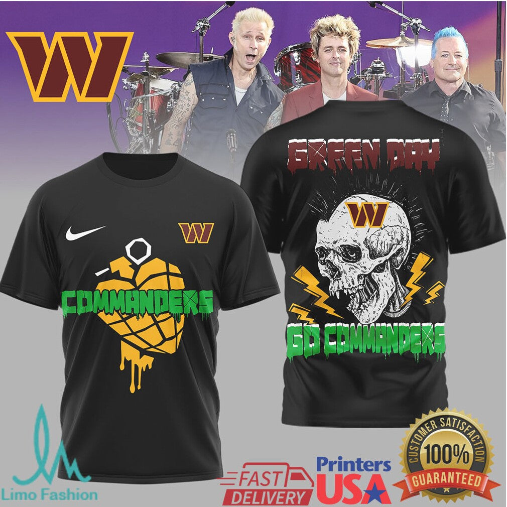 Washington Commanders Green Day Punk Rock Style T Shirt - Limotees LLC