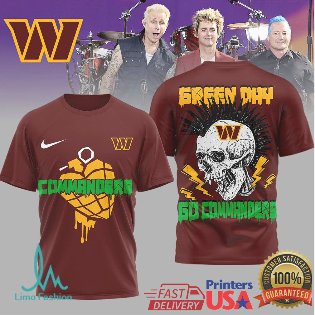 Washington Commanders Green Day Punk Rock Style T Shirt - Limotees LLC