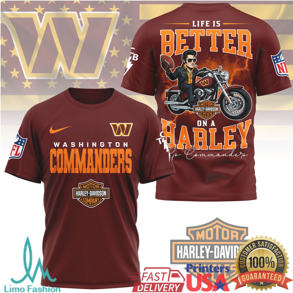 Washington Commanders Harley Davidson Biker Lifestyle T Shirt - Limotees LLC