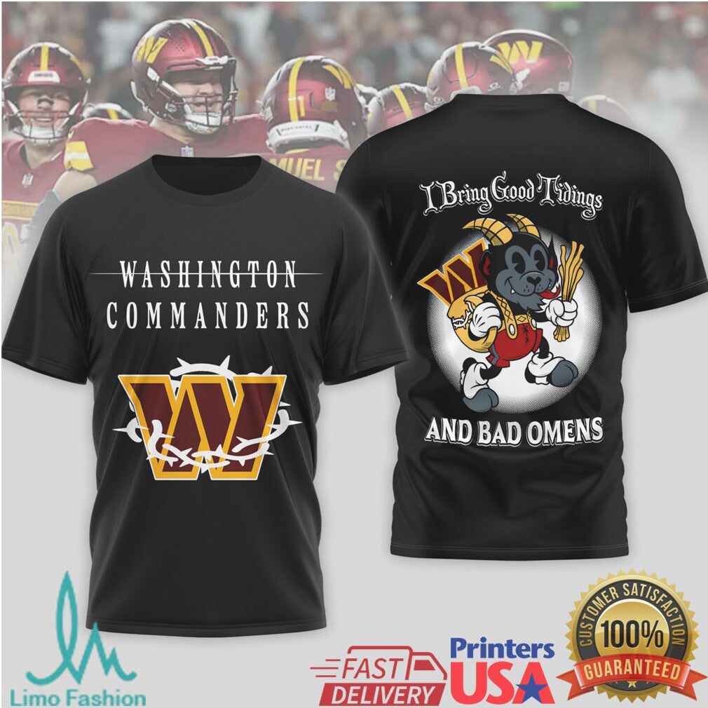 Washington Commanders Krampus “Good Tidings & Bad Omens” Black T Shirt - Limotees LLC