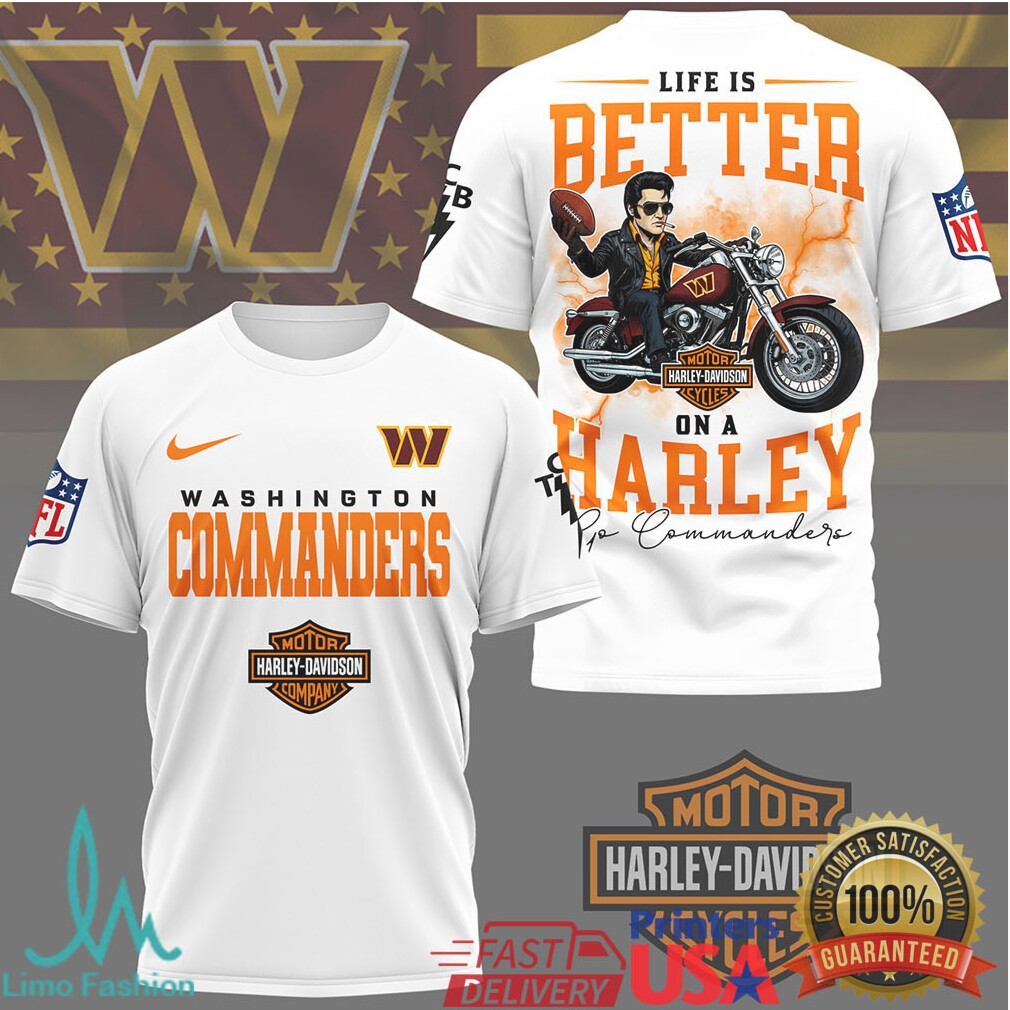 Washington Commanders Life Is Better On A Harley Sports T Shirt - Limotees LLC