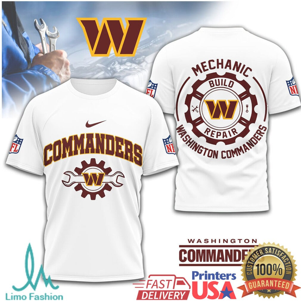 Washington Commanders Mechanic Build Repair Gear T Shirt - Limotees LLC