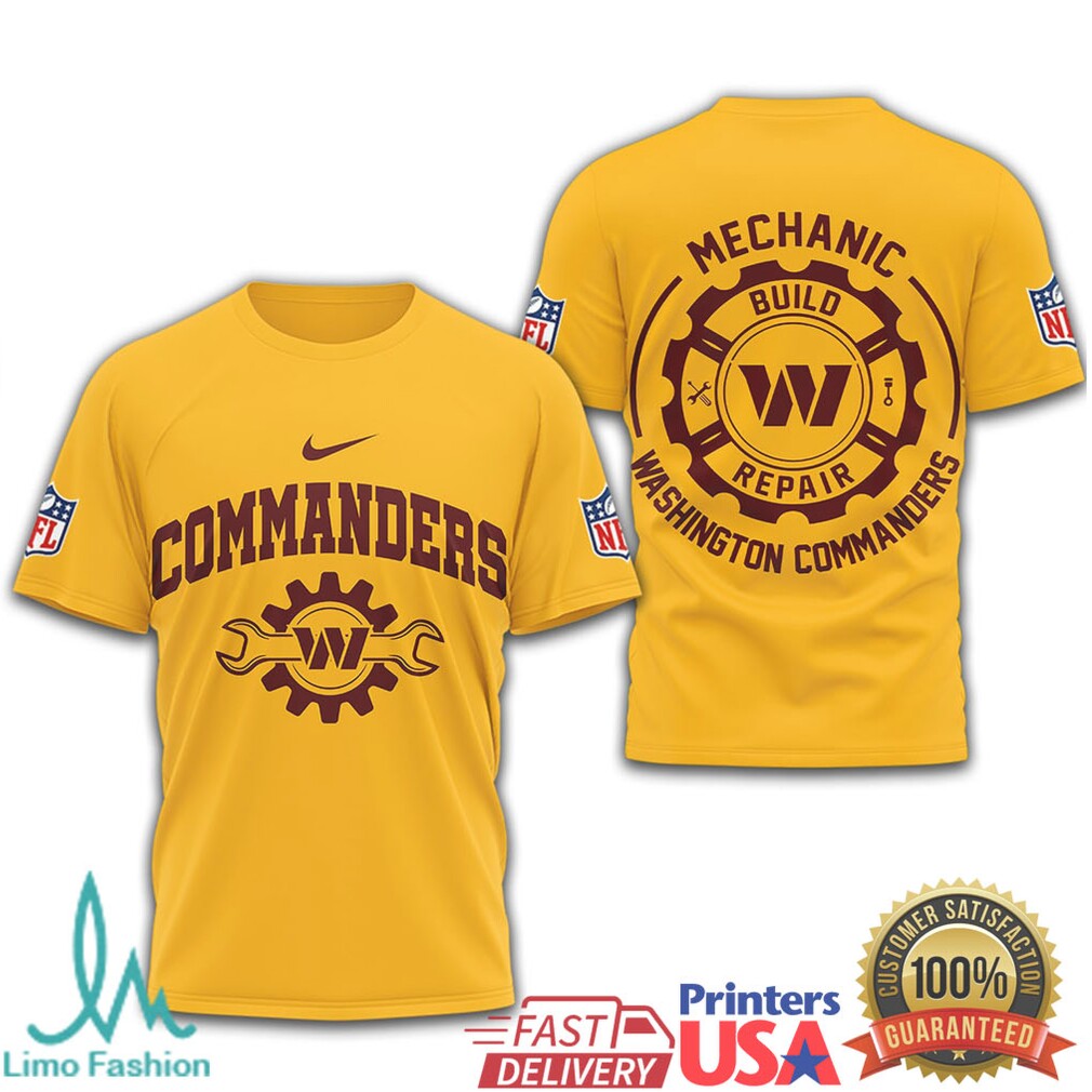 Washington Commanders Mechanic Build Repair Gear T Shirt - Limotees LLC