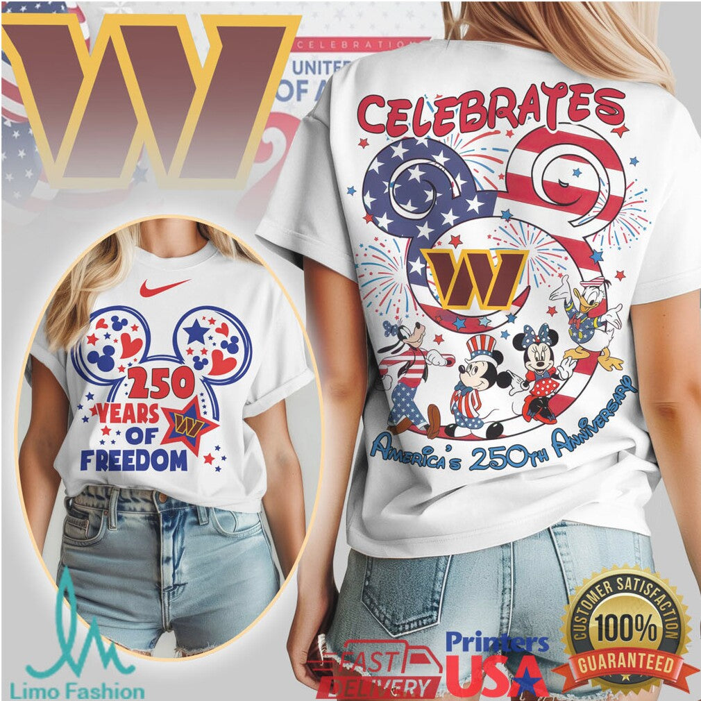Washington Commanders Mickey & Friends 250th Anniversary Shirt - Limotees LLC