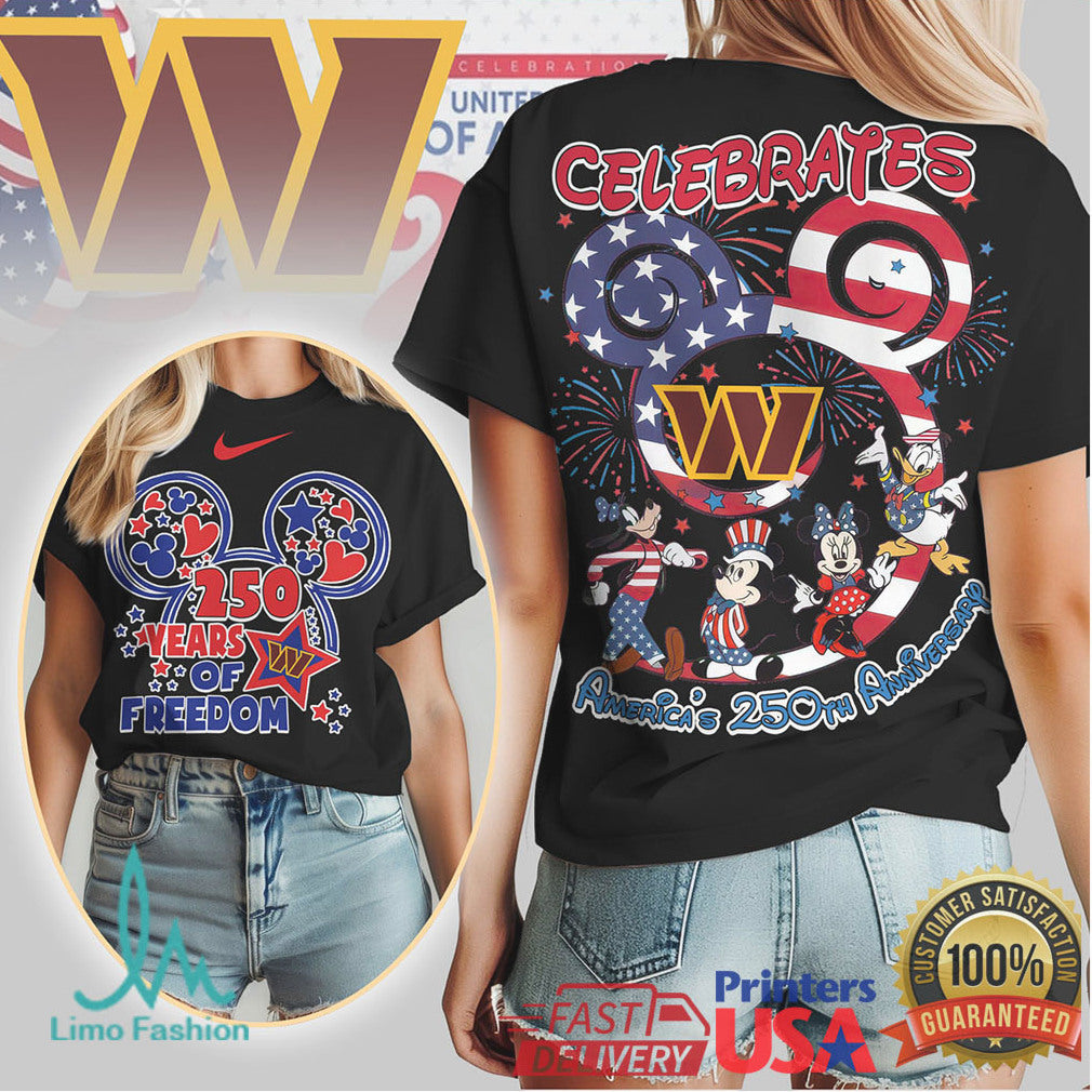 Washington Commanders Mickey & Friends 250th Anniversary Shirt - Limotees LLC