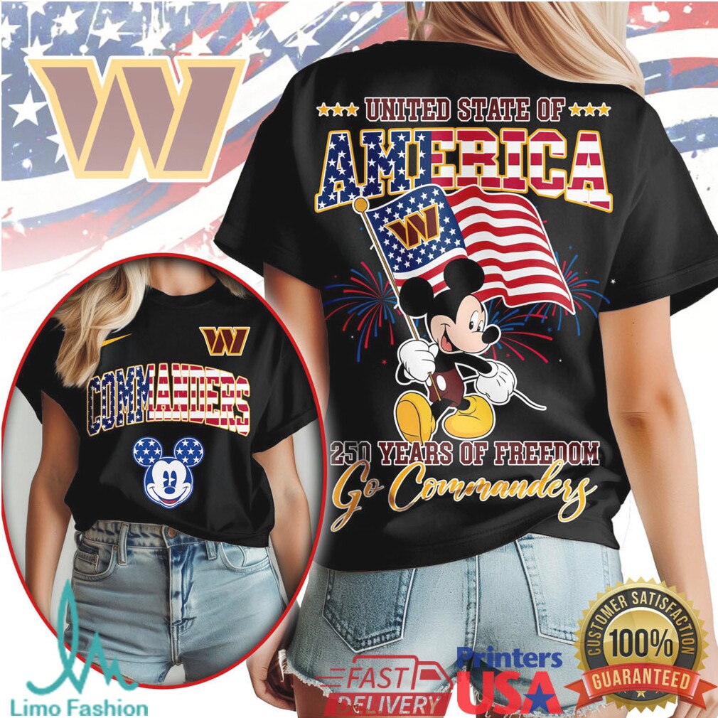 Washington Commanders Mickey Mouse United State of America 250 Years of Freedom T Shirt - Limotees LLC