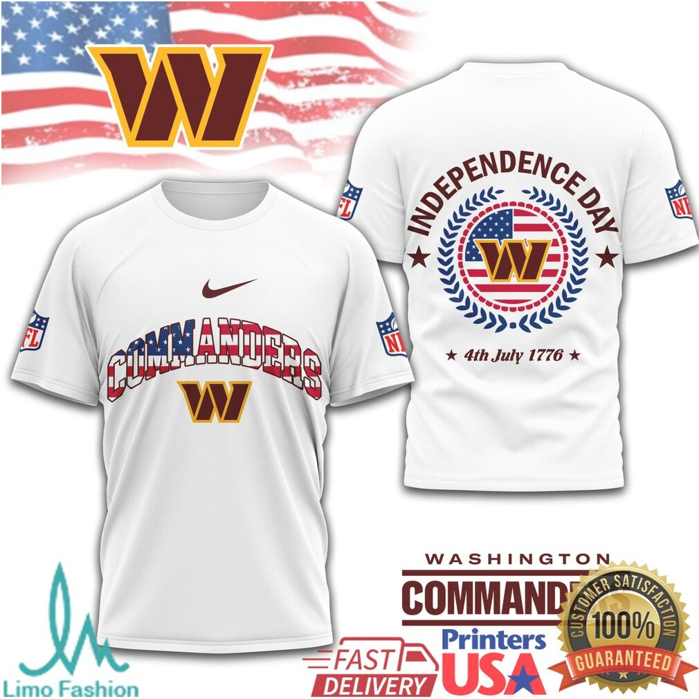 Washington Commanders NFL Independence Day 4th of July Patriotic American Flag T Shirt - Limotees LLC