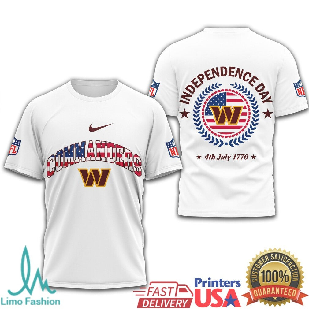 Washington Commanders NFL Independence Day 4th of July Patriotic American Flag T Shirt - Limotees LLC