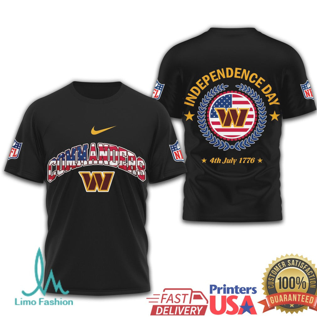 Washington Commanders NFL Independence Day 4th of July Patriotic American Flag T Shirt - Limotees LLC