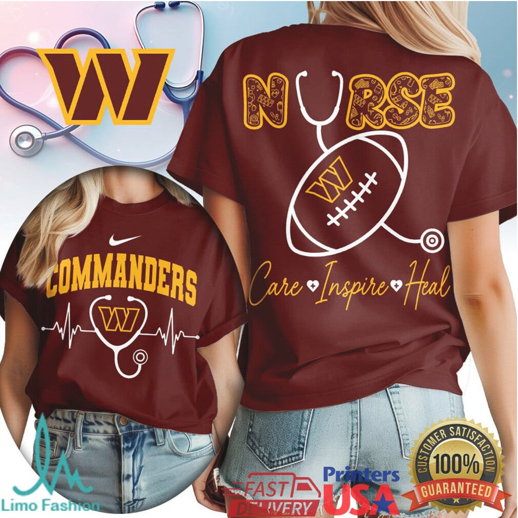 Washington Commanders Nurse Care Inspire Heal Stethoscope Heartbeat Vintage Women's 2026 T Shirt - Limotees LLC