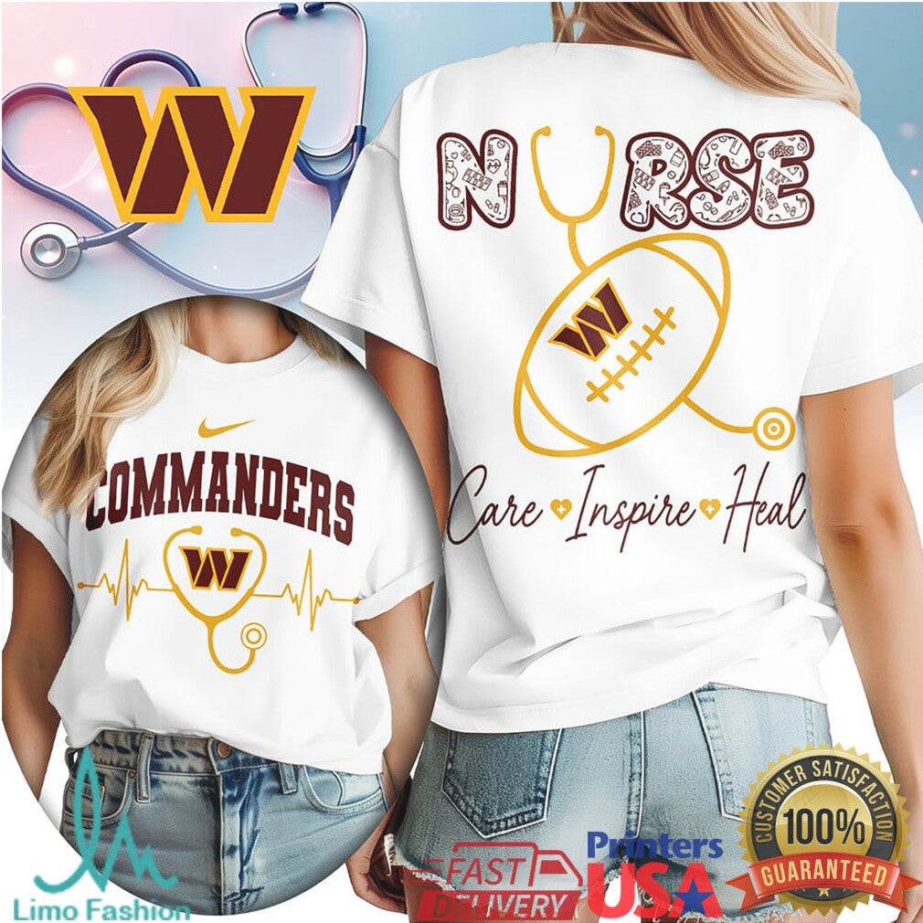 Washington Commanders Nurse Care Inspire Heal Stethoscope Heartbeat Vintage Women's 2026 T Shirt - Limotees LLC