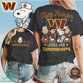 Washington Commanders Nurse Peanuts Character Heartbeat T Shirt - Limotees LLC
