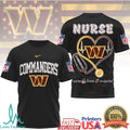 Washington Commanders Nurse T Shirt Care Love Inspire Stethoscope Heart NFL Healthcare T Shirt - Limotees LLC