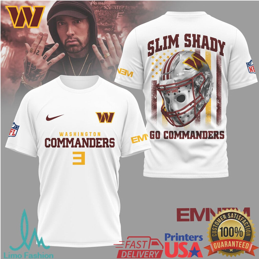 Washington Commanders Official NFL Eminem Fan 3D Shirt - Limotees LLC