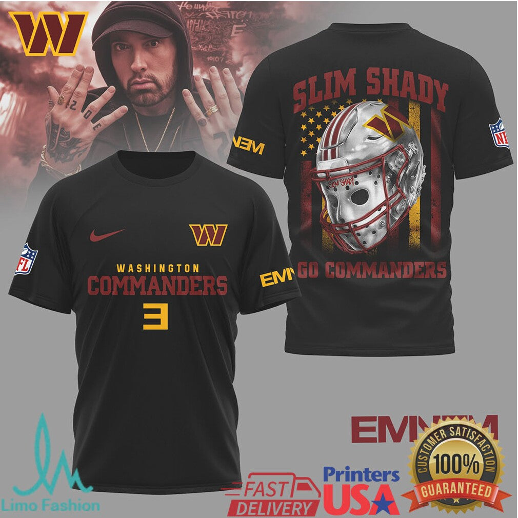 Washington Commanders Official NFL Eminem Fan 3D Shirt - Limotees LLC
