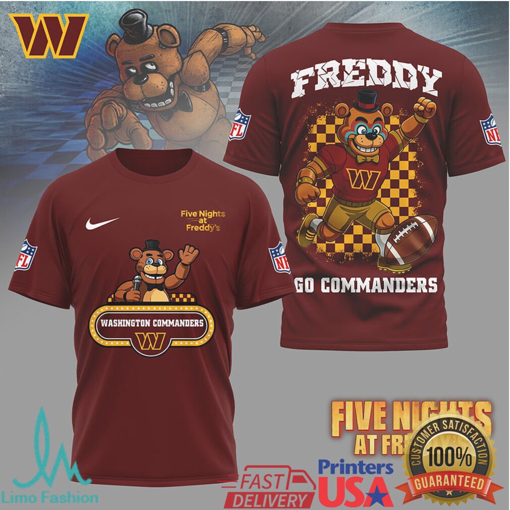 Washington Commanders Official NFL Five Nights at Freddy's 3D Shirt
