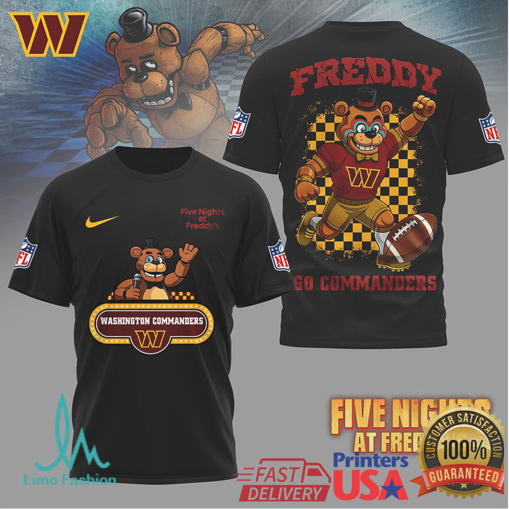 Washington Commanders Official NFL Five Nights at Freddy's 3D Shirt