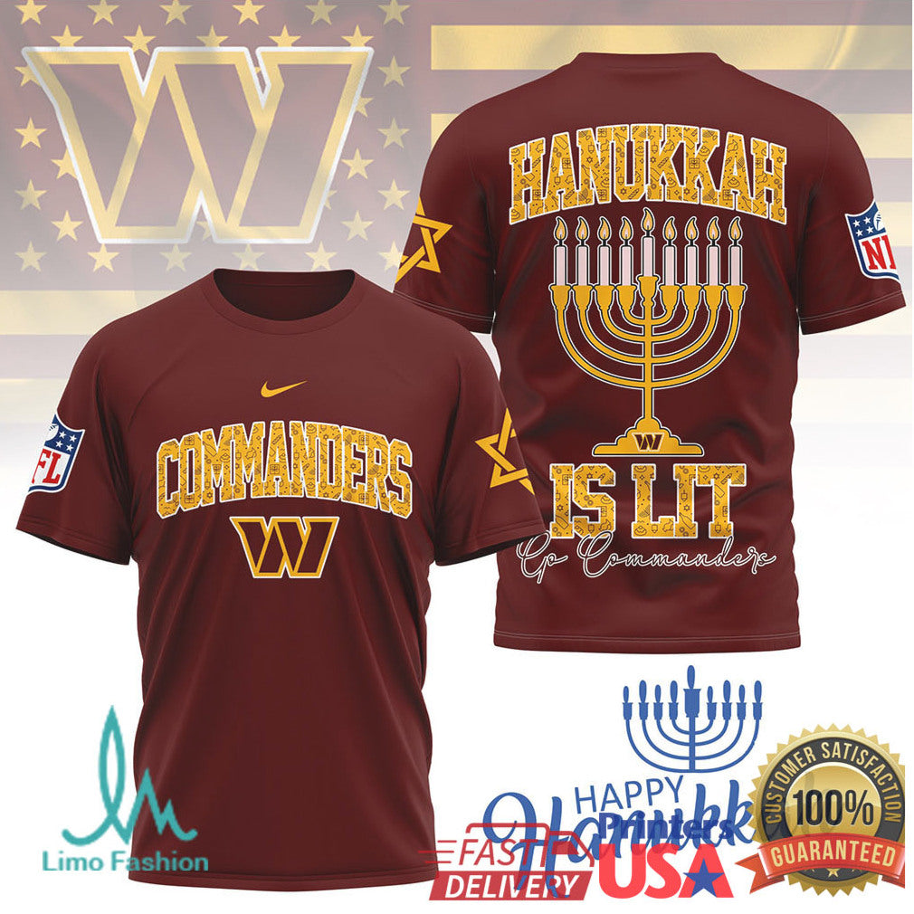 Washington Commanders Official NFL Happy Hanukkah 3D Shirt - Limotees LLC