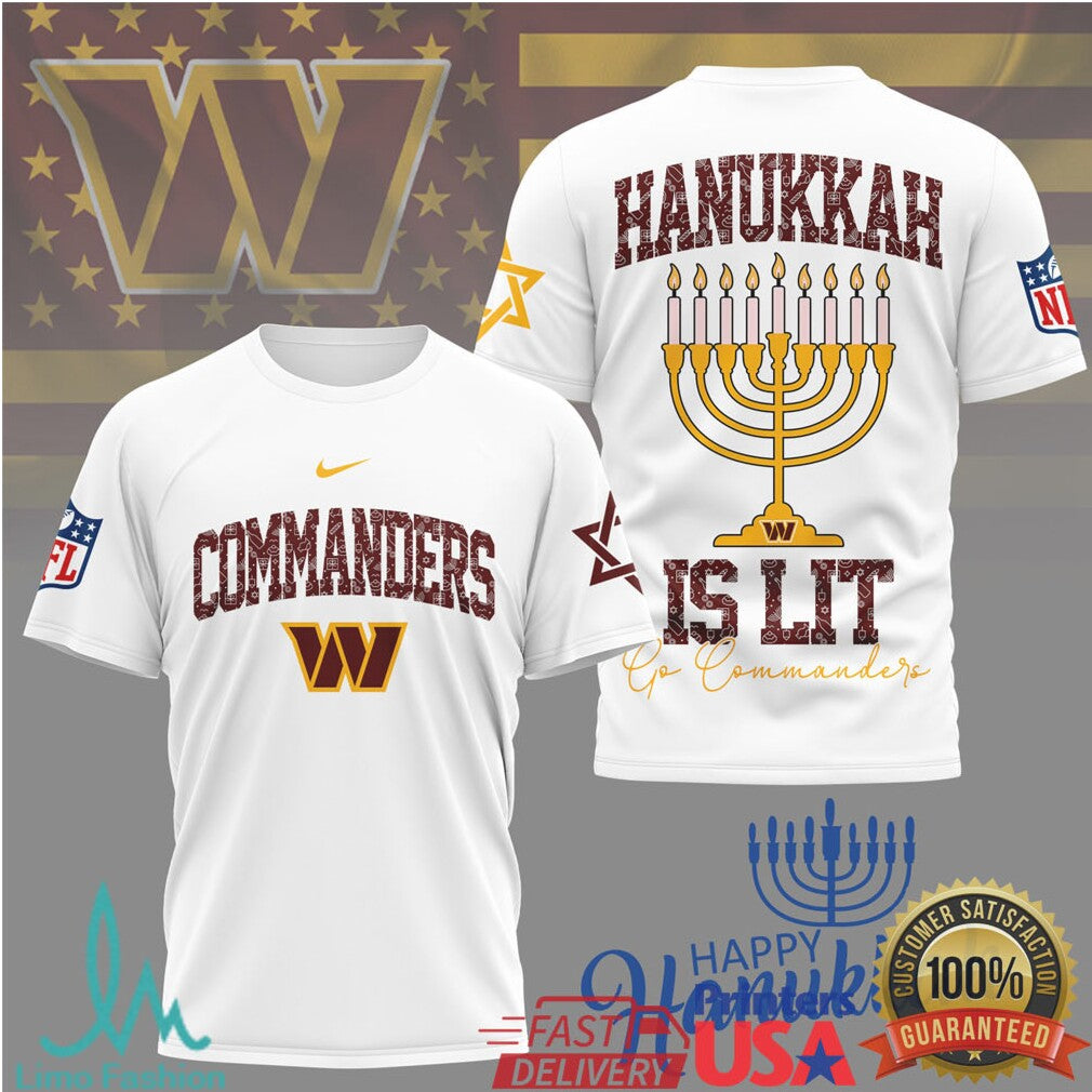 Washington Commanders Official NFL Happy Hanukkah 3D Shirt - Limotees LLC