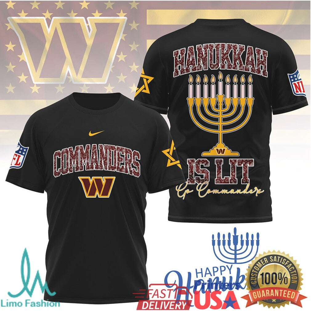 Washington Commanders Official NFL Happy Hanukkah 3D Shirt - Limotees LLC