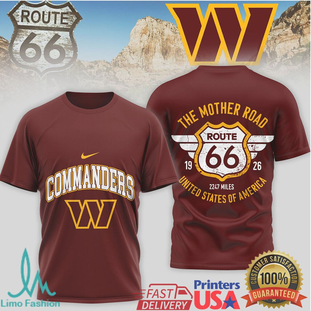 Washington Commanders Official NFL Route 66 3D Shirt - Limotees LLC