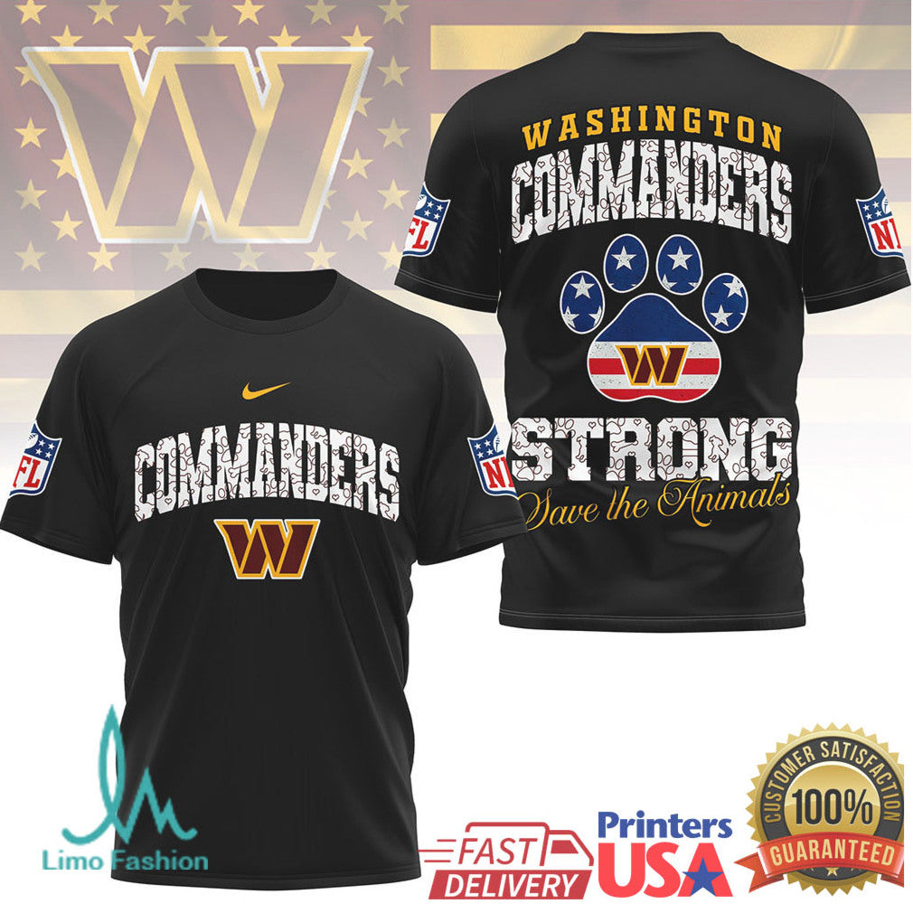 Washington Commanders Official NFL Save The Animals Fan 3D Shirt - Limotees LLC