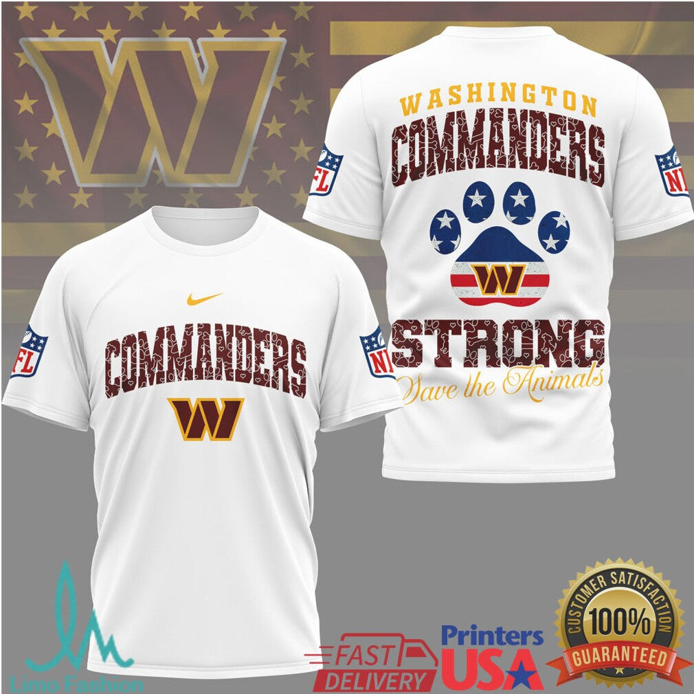 Washington Commanders Official NFL Save The Animals Fan 3D Shirt - Limotees LLC
