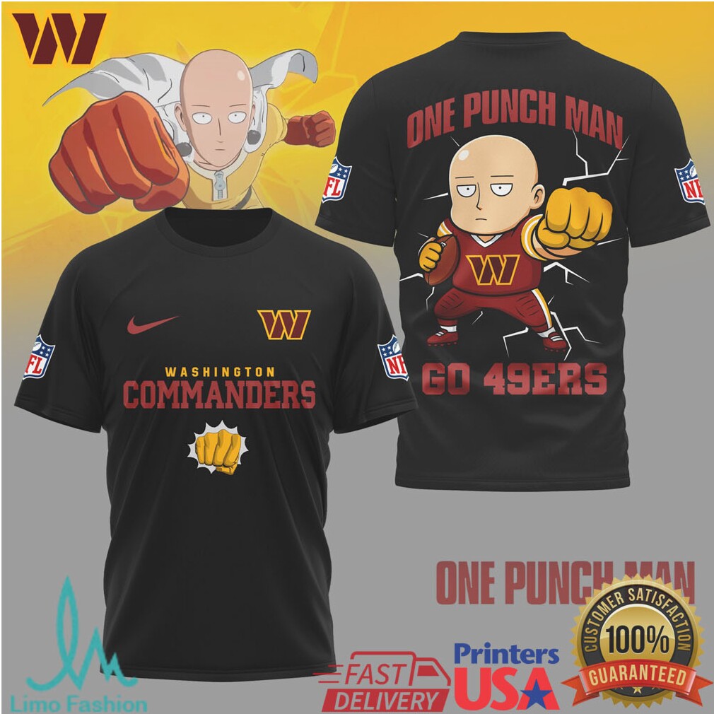 Washington Commanders One Punch Man Saitama Anime NFL Tee - Limotees LLC