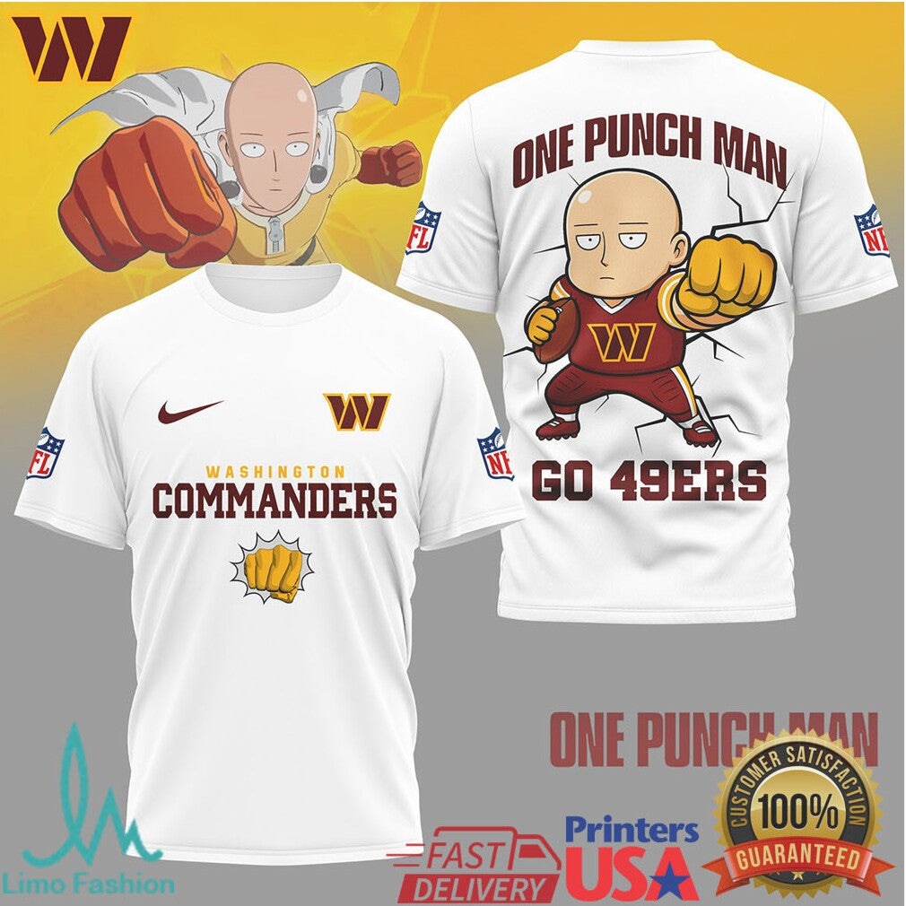 Washington Commanders One Punch Man Saitama Anime NFL Tee - Limotees LLC