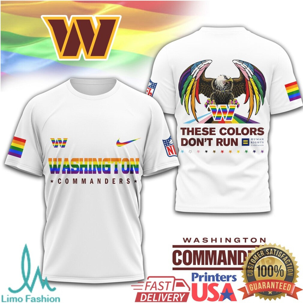 Washington Commanders Pride Eagle These Colors Don't Run T Shirt - Limotees LLC