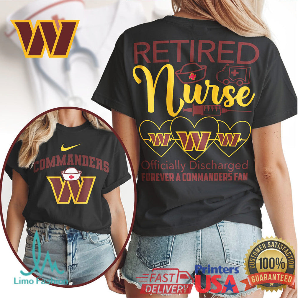 Washington Commanders Retired Nurse Officially Discharged 2026 Retro Style Women Fans Gift T Shirt - Limotees LLC