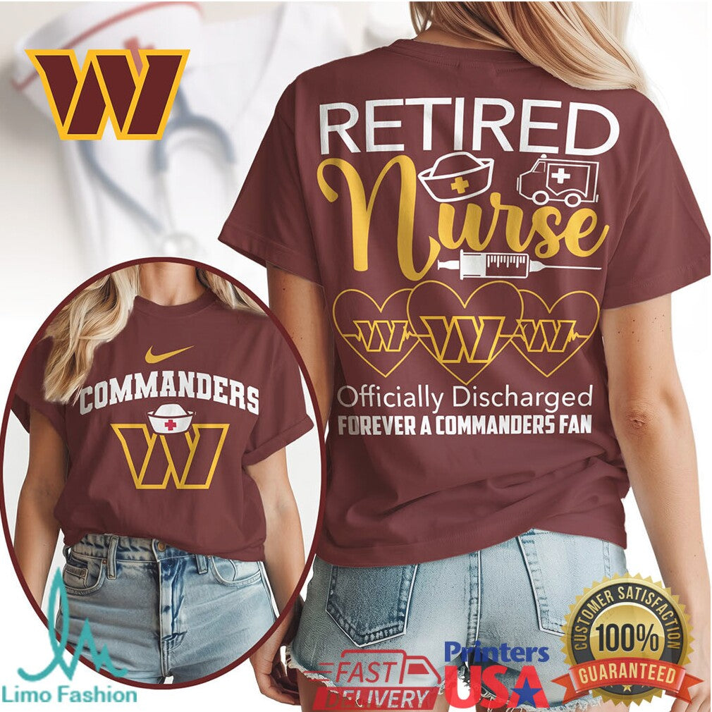 Washington Commanders Retired Nurse Officially Discharged 2026 Retro Style Women Fans Gift T Shirt - Limotees LLC