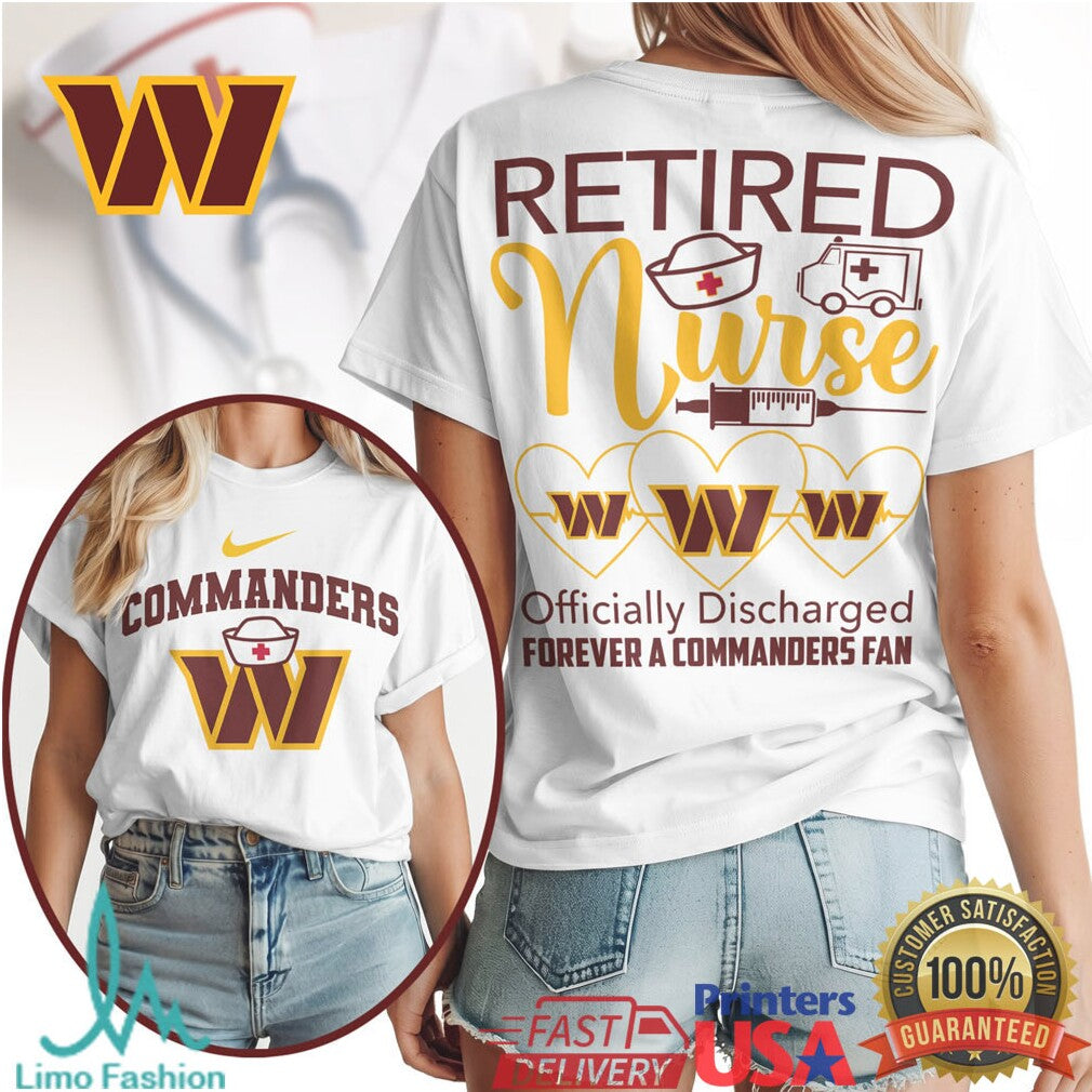 Washington Commanders Retired Nurse Officially Discharged 2026 Retro Style Women Fans Gift T Shirt - Limotees LLC