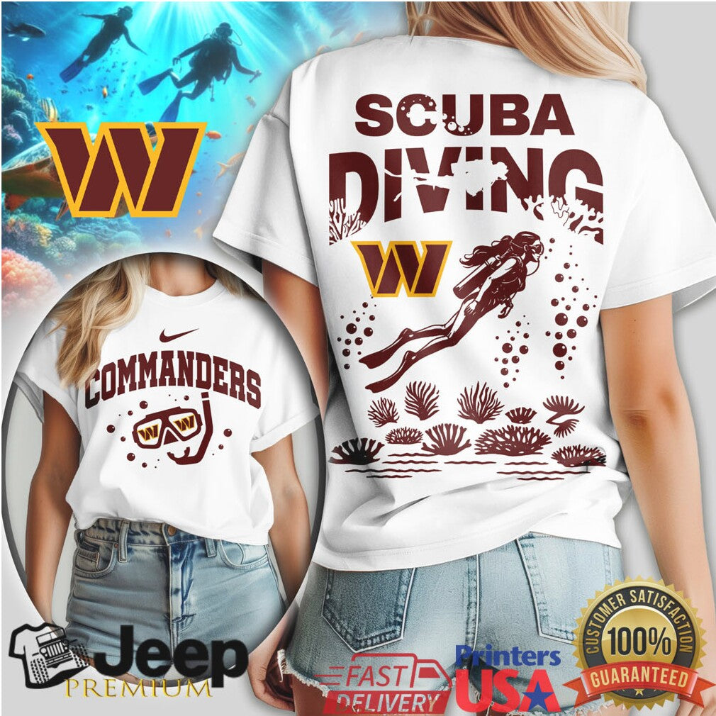 Washington Commanders Scuba Diving Graphic Tee NFL Fan Summer Gear - Limotees LLC
