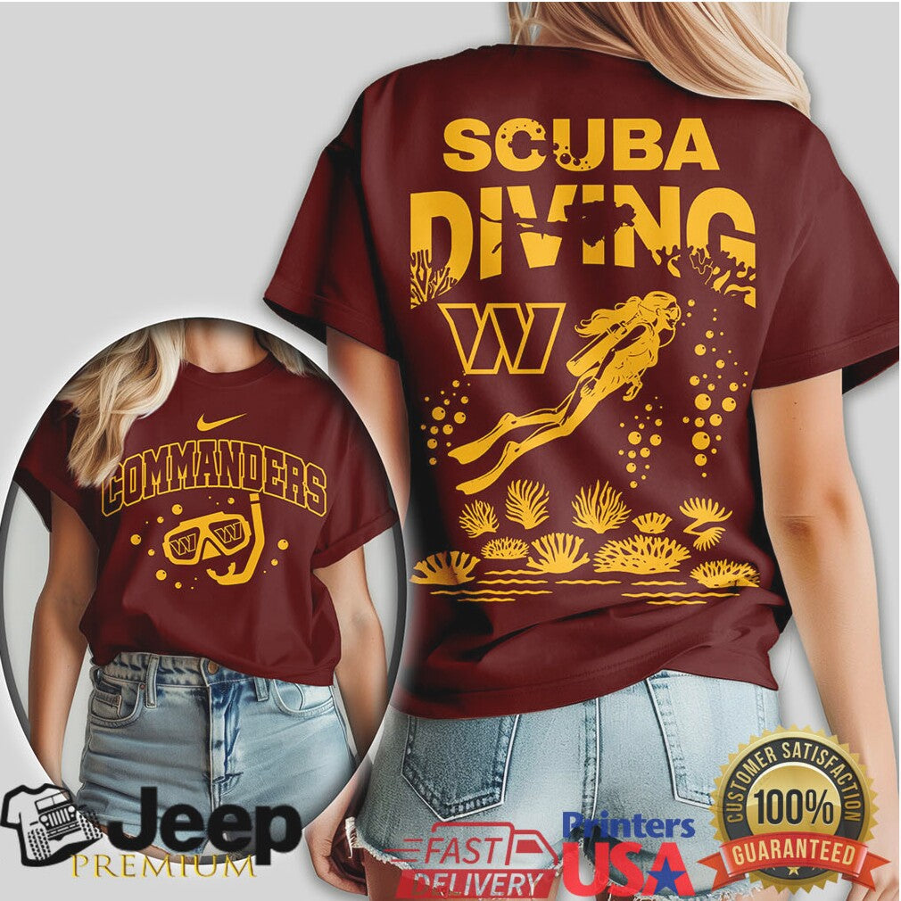 Washington Commanders Scuba Diving Graphic Tee NFL Fan Summer Gear - Limotees LLC