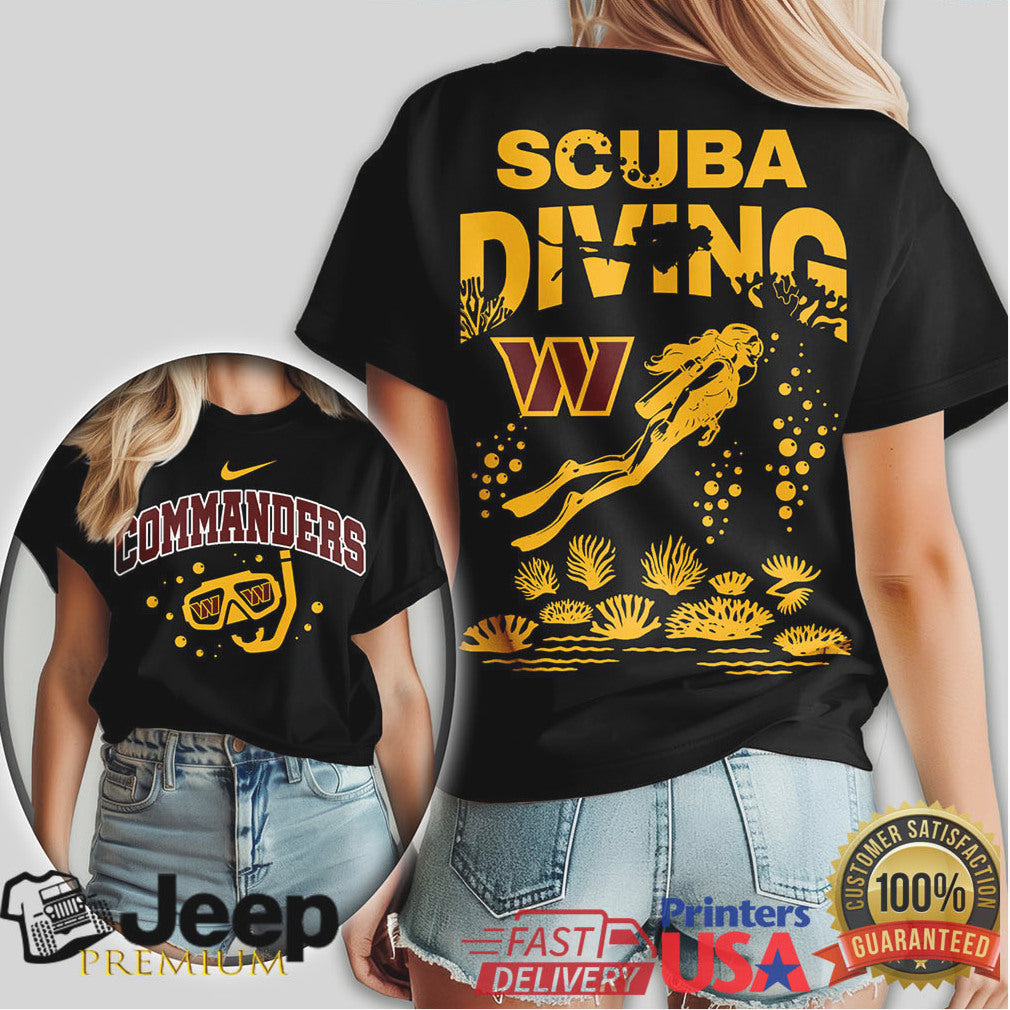 Washington Commanders Scuba Diving Graphic Tee NFL Fan Summer Gear - Limotees LLC