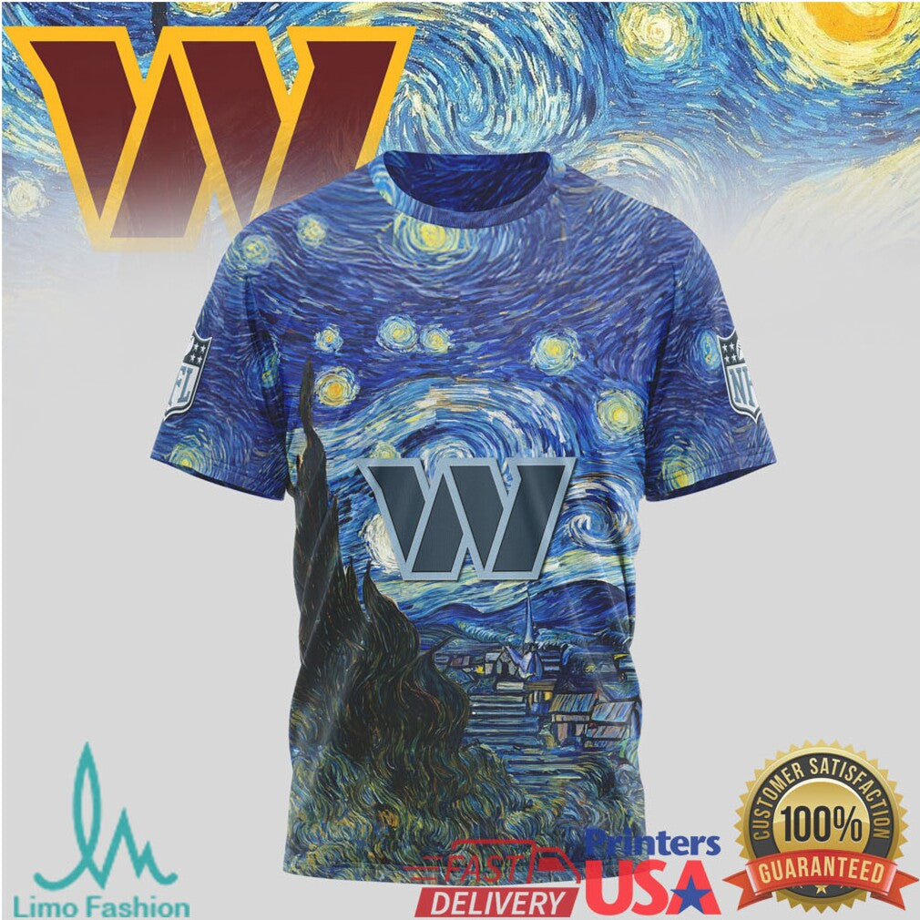 Washington Commanders Starry Night Van Gogh Nfl Tshirt - Limotees LLC