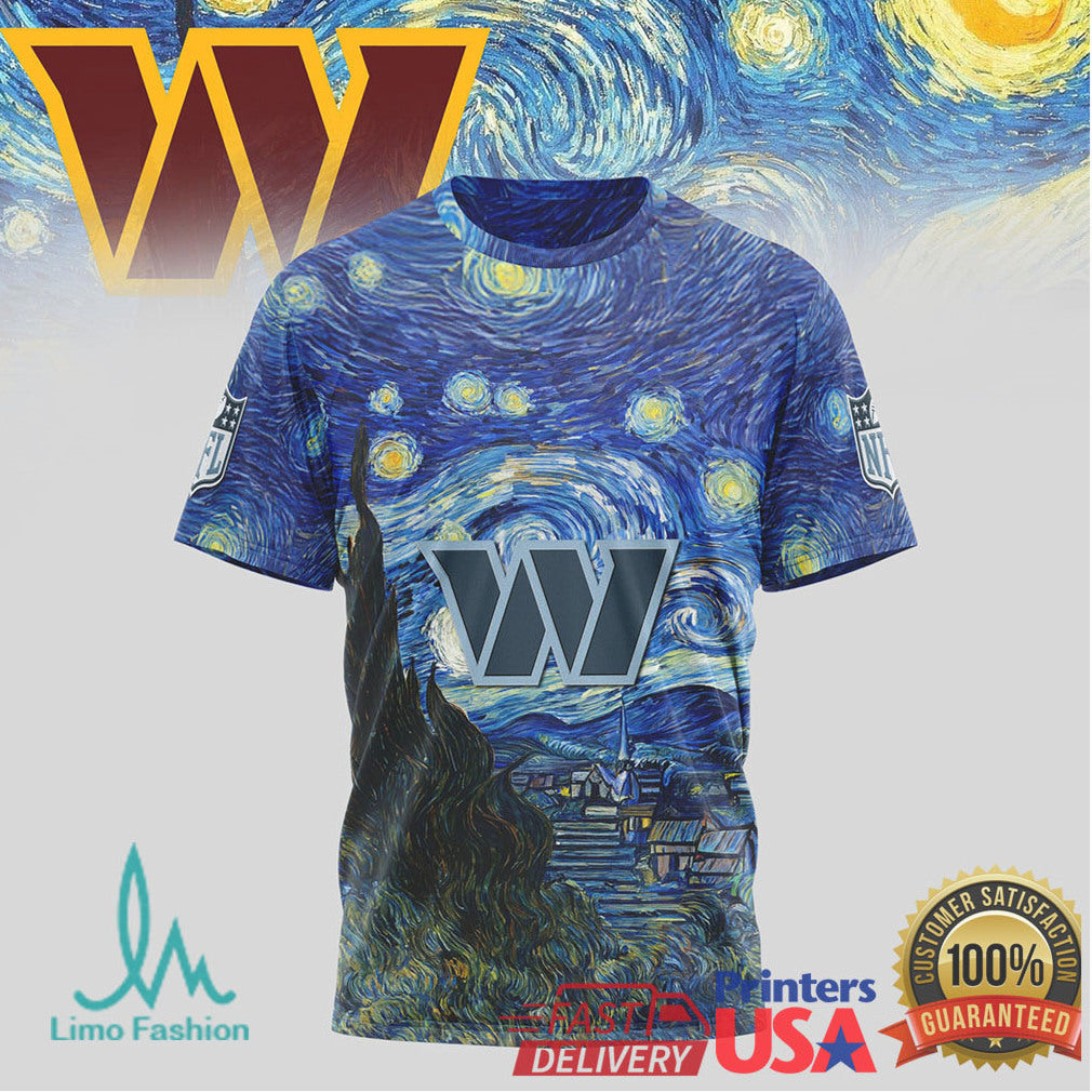 Washington Commanders Starry Night Van Gogh Nfl Tshirt - Limotees LLC