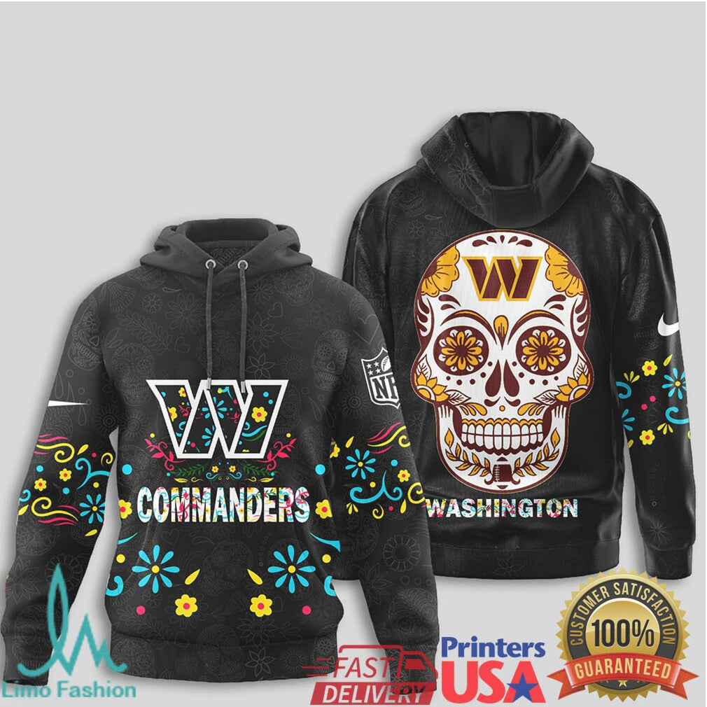 Washington Commanders Sugar Skull NFL Football Fan T Shirt - Limotees LLC