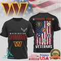 Washington Commanders Thank You Veterans Military Appreciation Black T Shirt - Limotees LLC