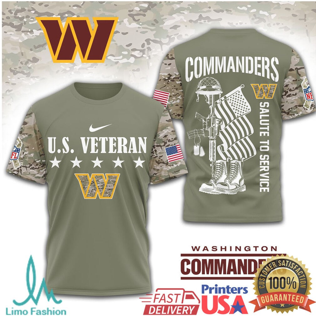 Washington Commanders U.S. Veteran Salute To Service Camo T Shirt - Limotees LLC