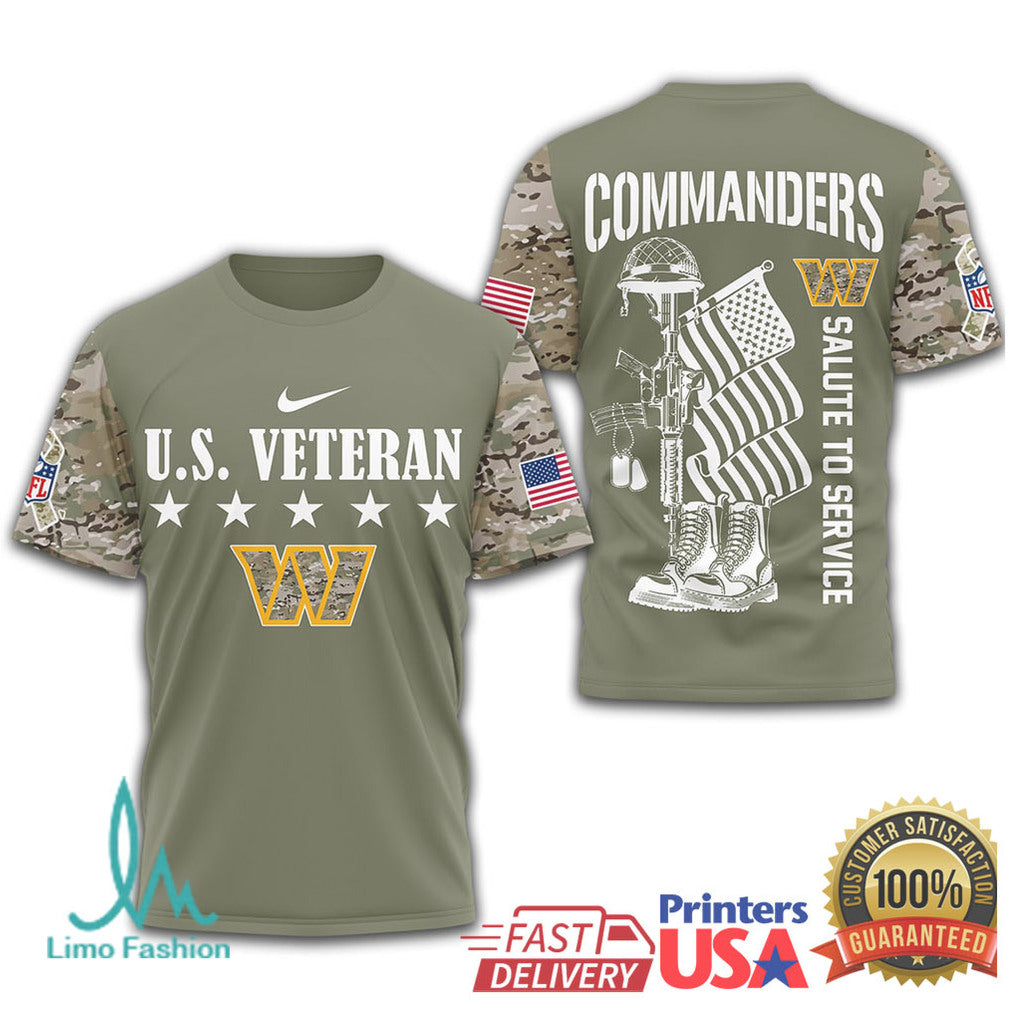 Washington Commanders U.S. Veteran Salute To Service Camo T Shirt - Limotees LLC