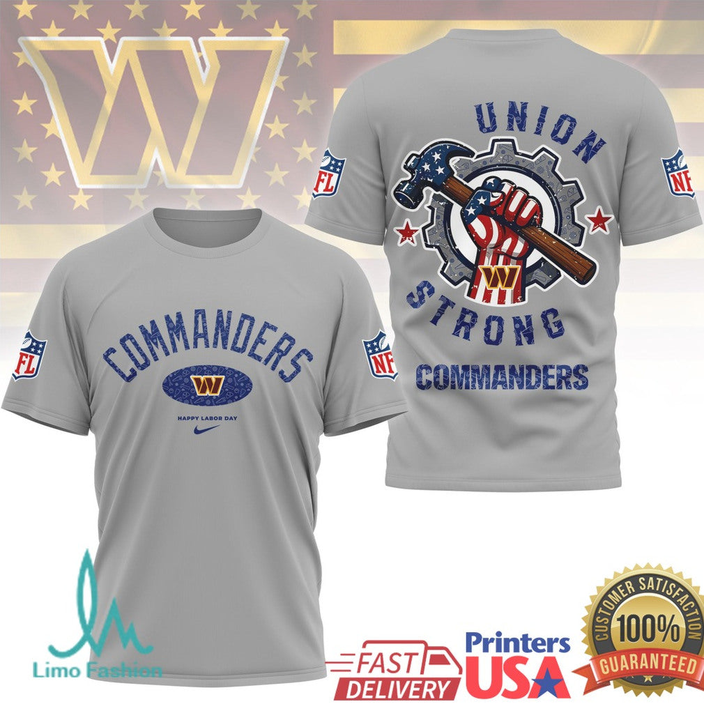 Washington Commanders Union Strong Labor Day NFL Graphic T Shirt - Limotees LLC