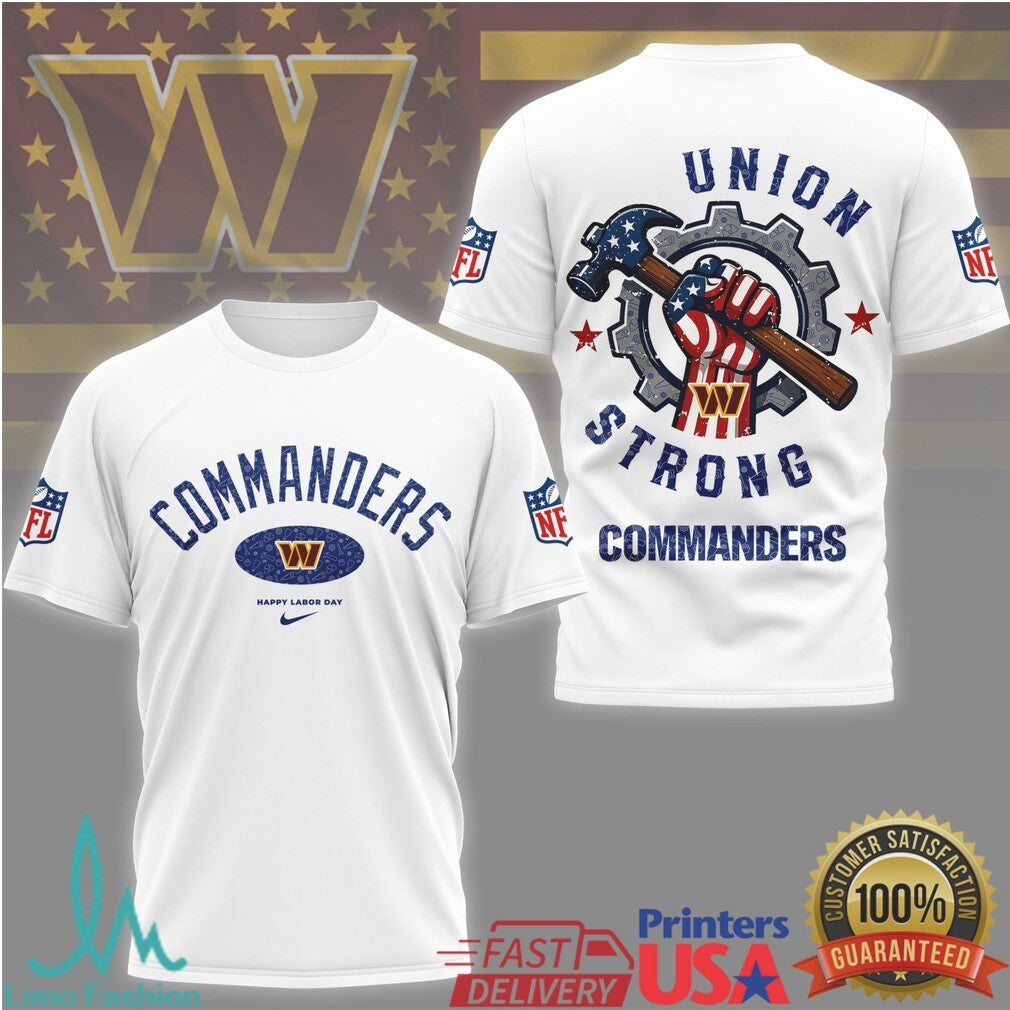 Washington Commanders Union Strong Labor Day NFL Graphic T Shirt - Limotees LLC