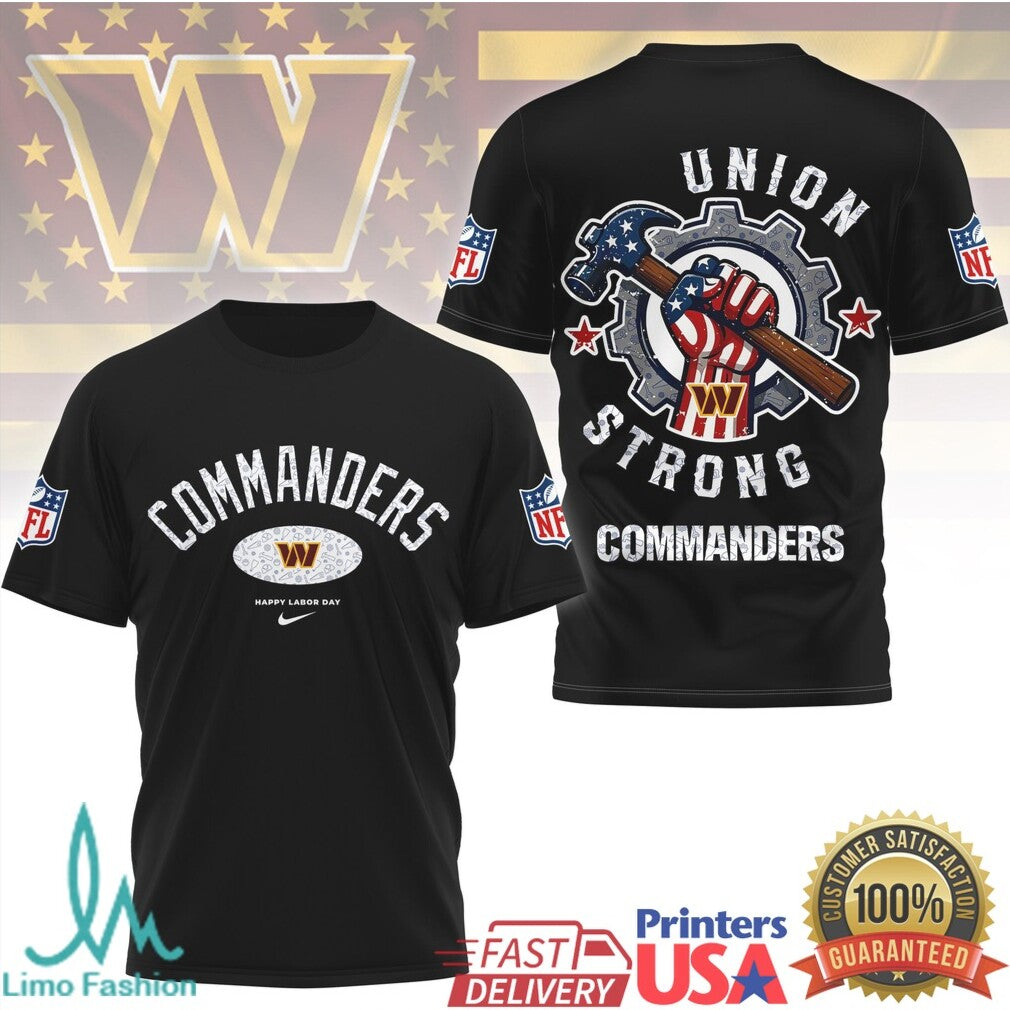 Washington Commanders Union Strong Labor Day NFL Graphic T Shirt - Limotees LLC