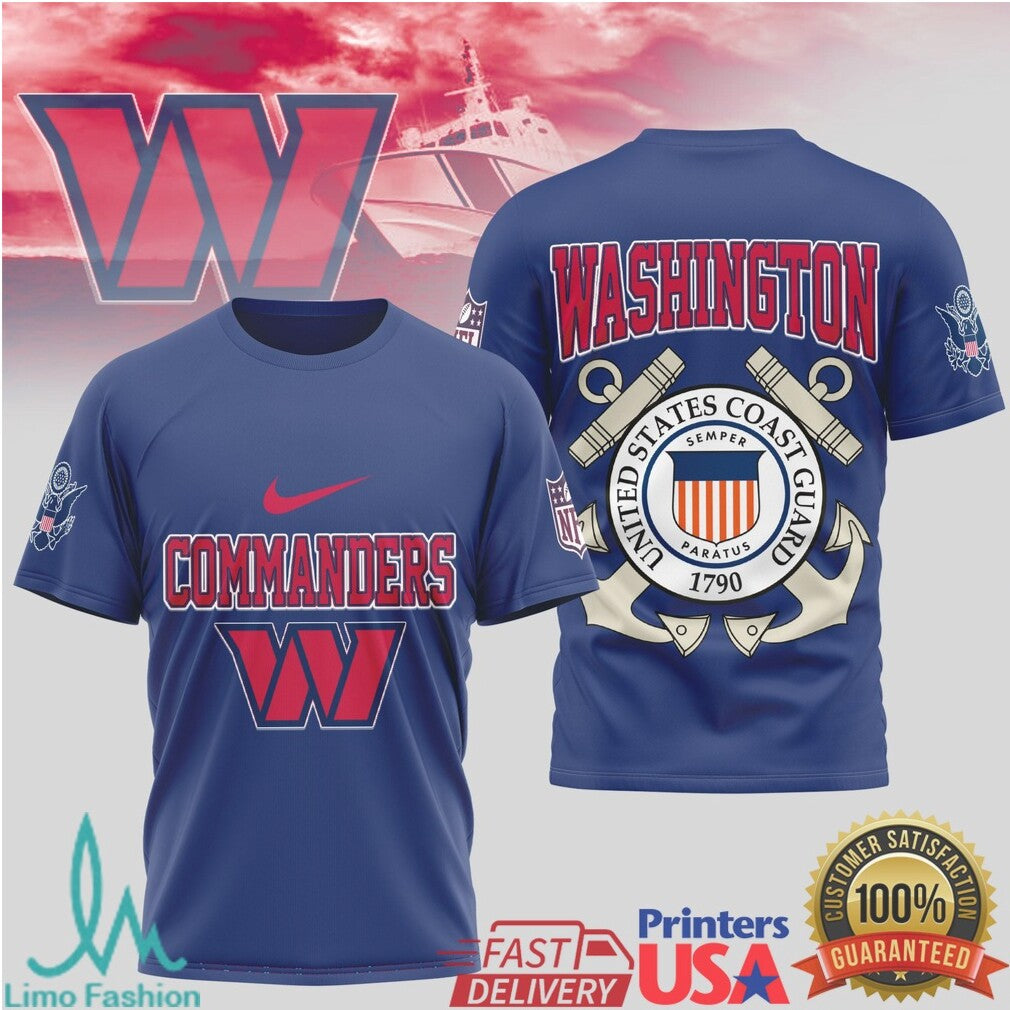 Washington Commanders United States Coast Guard Military Appreciation T Shirt - Limotees LLC