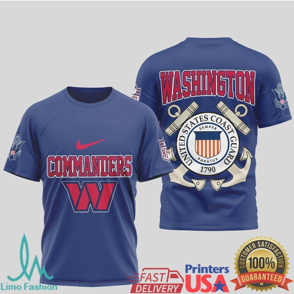 Washington Commanders United States Coast Guard Military Appreciation T Shirt - Limotees LLC