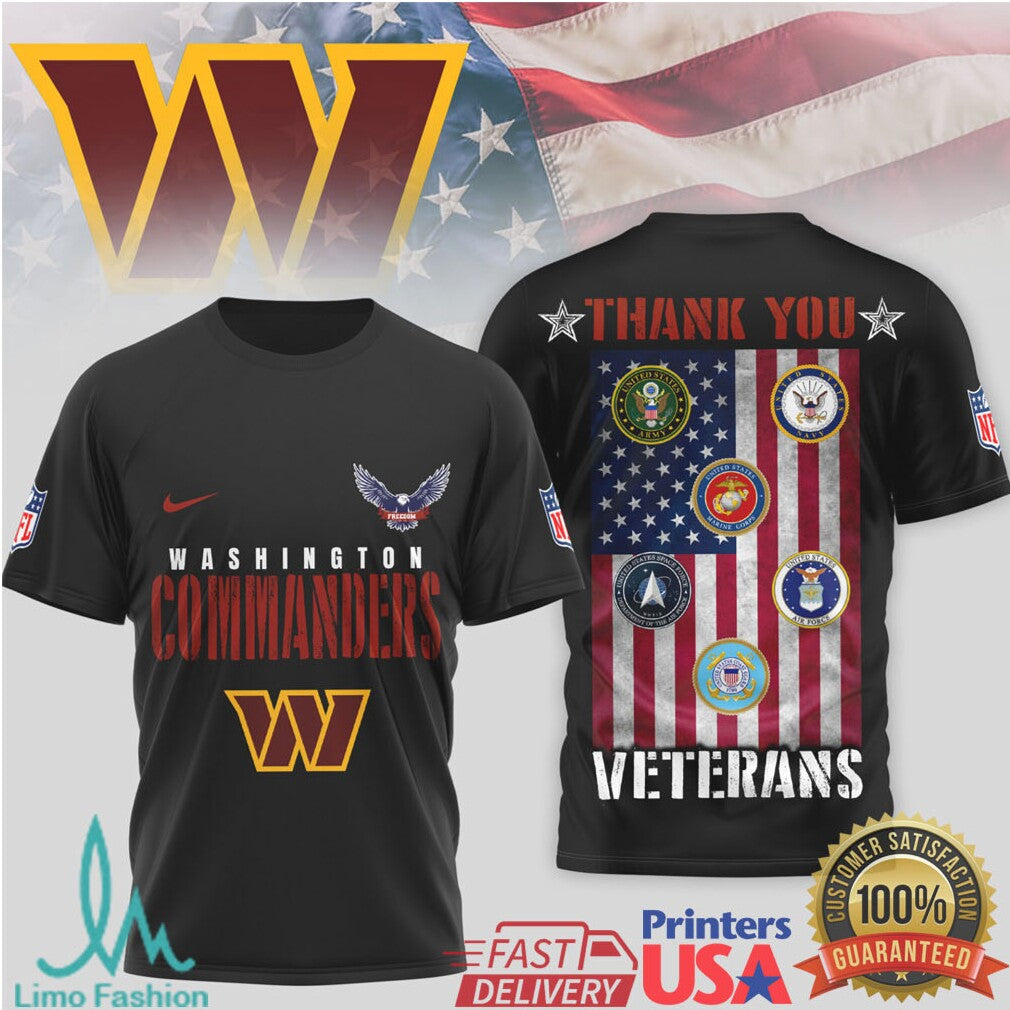 Washington Commanders Veterans Appreciation Armed Forces T shirt - Limotees LLC