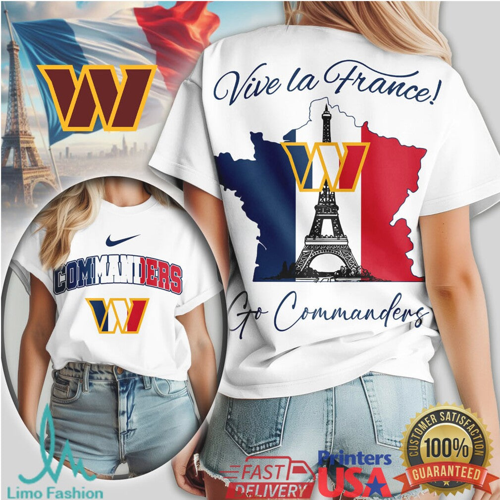 Washington Commanders Vive la France Paris Eiffel Tower NFL T Shirt - Limotees LLC