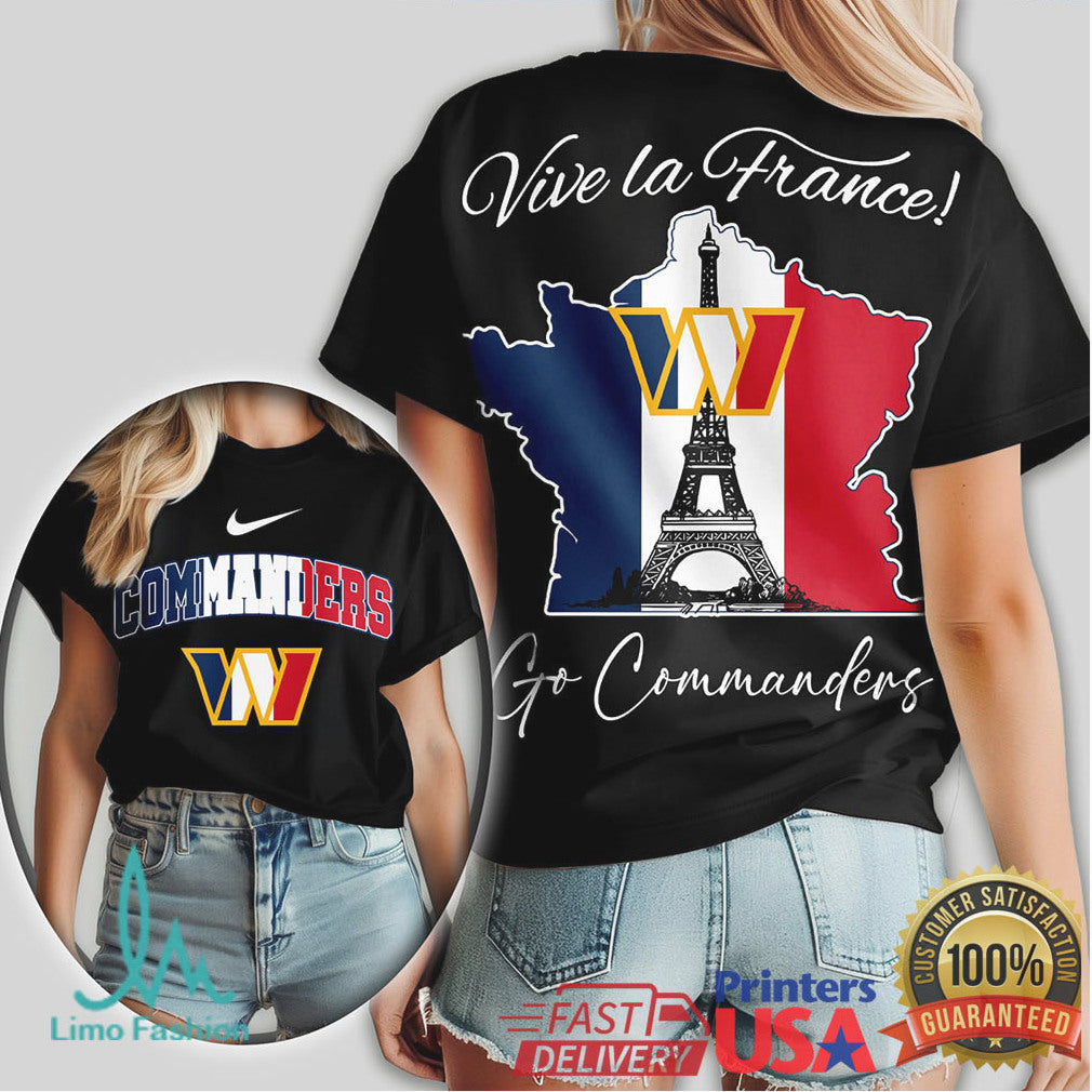 Washington Commanders Vive la France Paris Eiffel Tower NFL T Shirt - Limotees LLC